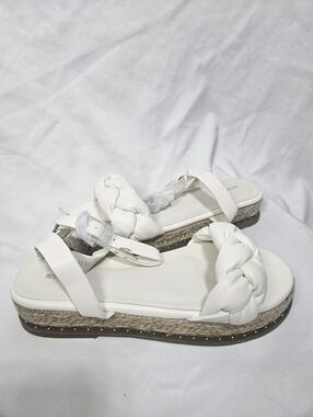 PrettyLittleThing White Braided Sandals Womens 41 Platform Espadrille Slide